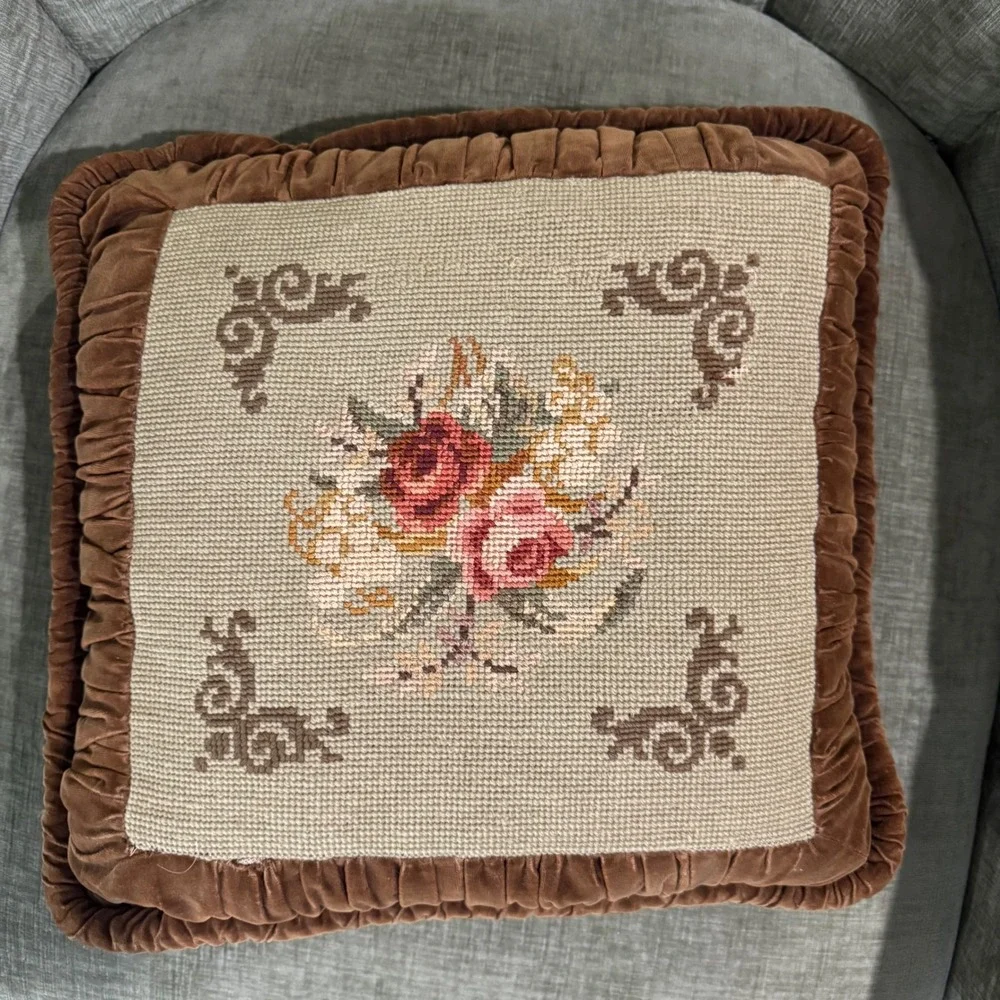 Vintage Needlepoint Throw Pillows 12